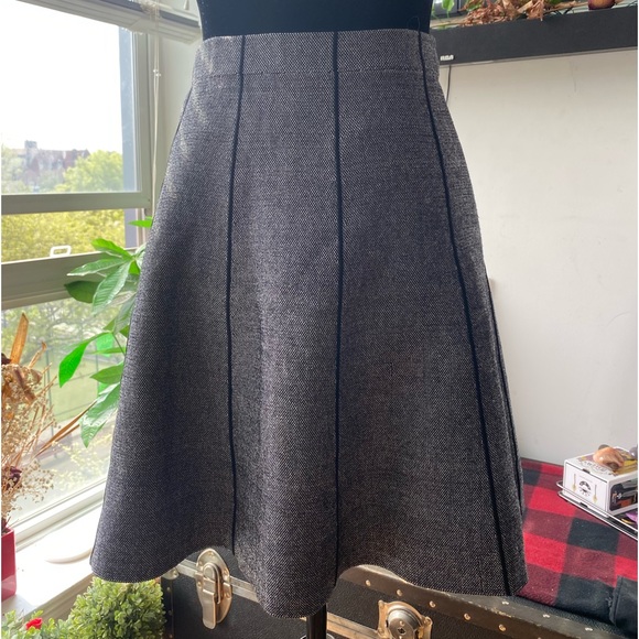 Zara Basic Collection Striped Flared High Rise Skirt - grey / black - Picture 2 of 6